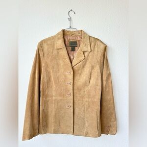 Vintage Uniform Petite John Paul Richard Tan Suede Leather Jacket Womens 14P